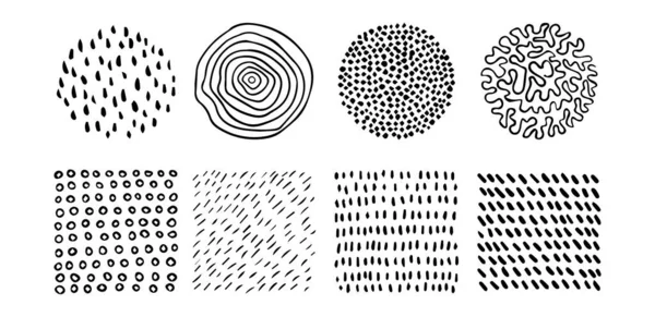 Set Doodle Patterns Abstract Shapes Design Elements Trendy Pattern Poster — Vetor de Stock