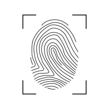 Parmak izi Tarayıcı Simgesi. Parmak izi ikonu tanımlaması. Güvenlik ve gözetim sistemi elemanı