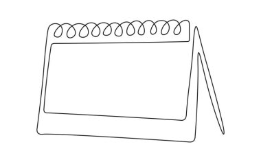 Gevşek yapraklı takvim sürekli çizgi çizimi. Organizatör konsepti. Artık yıl