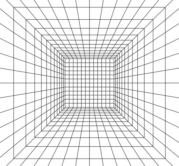Salle Grille Perspective Dans Style Fil Intérieur Partir Faisceau Laser — Image vectorielle