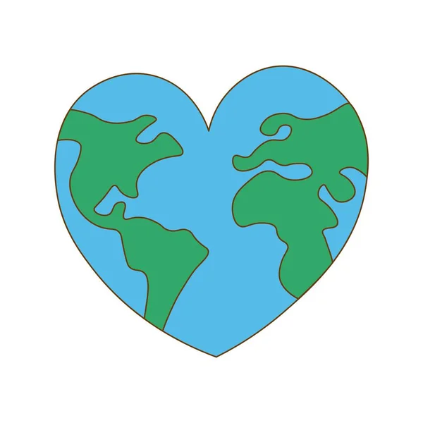 地球日快乐 心形世界的设计全球设计 — 图库矢量图片