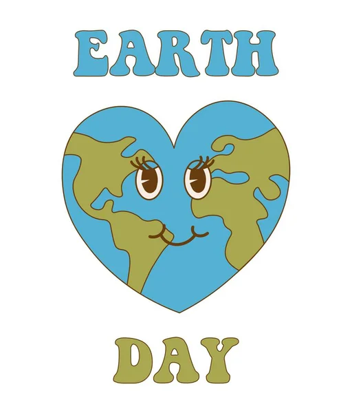 Happy Earth Day Design Mit Herzförmigem Weltkugeldesign — Stockvektor