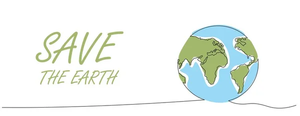 Dessin Ligne Continu Terre Globale Carte Monde Dessin Ligne Doodle — Image vectorielle