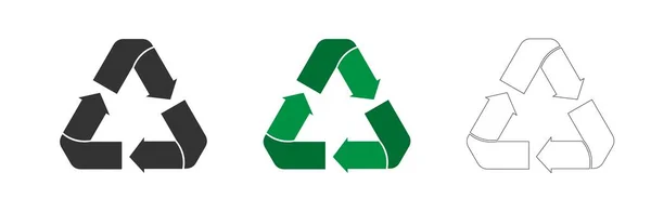 Conjunto Ícones Reciclagem Símbolo Sinal Reciclagem Triângulo — Vetor de Stock