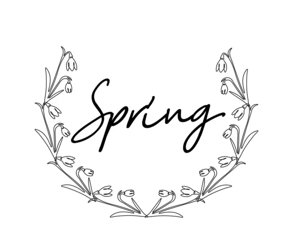 Schneeglöckchen Handgezeichneten Blumenkranz Der Frühling Naht Schneeglöckchentag Gestaltungselement Für Frühlingsurlaubsgrüßkarten — Stockvektor