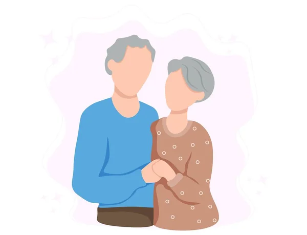 Velha Velho Casal Abraçam Carinhosamente Sentindo Feliz Com Aposentadoria Avô — Vetor de Stock