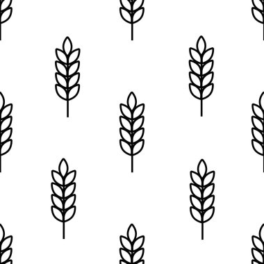 Ambalaj kağıdı, duvar kağıdı, baskılar için buğday kulaklı basit doku. Dekorasyon tasarımı için tekrar tekrar tahıl şekli. Kusursuz geometrik desen