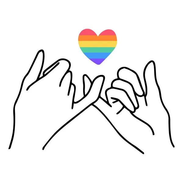 Pinky Promise Gesture Hands Gay Lesbian Love Has Gender Pride — Stock Vector