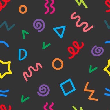 Moda 90 'ların tarzında pürüzsüz bir model. Basit çocuksu baskı. Tekstil, arkaplan, ambalaj için