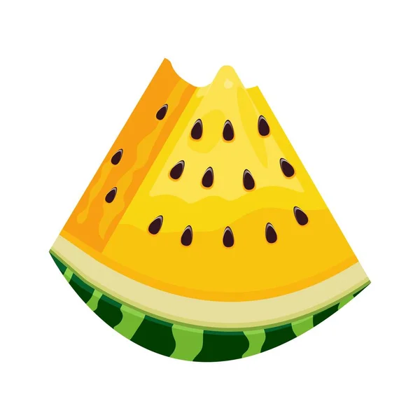 Ellow Watermelon Slice Fruit Illustration Farm Market Menu Healthy Food — Stock Vector