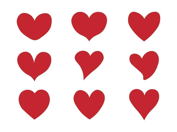 Rote Herzen Set Von Liebessymbolen Für Website Logo Mobile App — Stockvektor