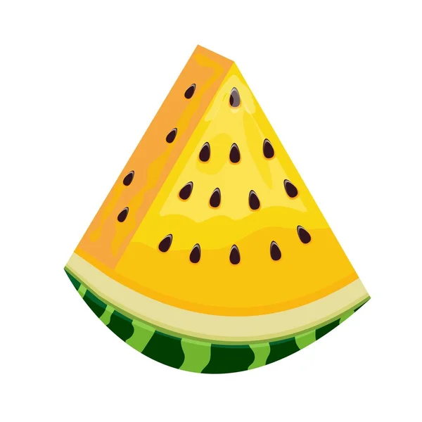 Ellow Watermelon Slice Fruit Illustration Farm Market Menu Healthy Food — Stock Vector
