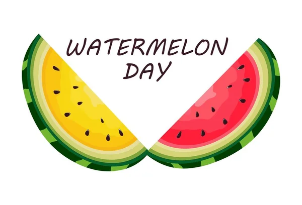 Tag Der Wassermelone Konzept Eines Nationalen Feiertags Scheiben Wassermelone Mit — Stockvektor