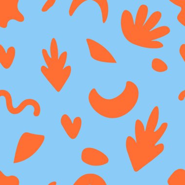 Modern çiçeklerle ve soyut elementlerle kusursuz desen