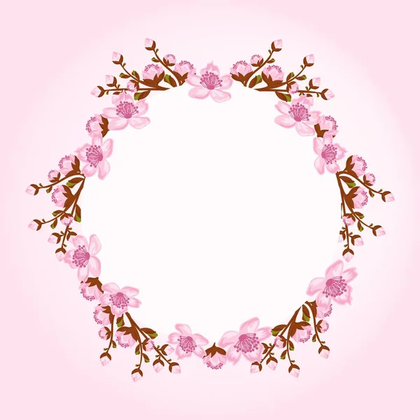Élégante Couronne Florale Aux Fleurs Printanières Conception Cartes Invitation Vœux — Image vectorielle
