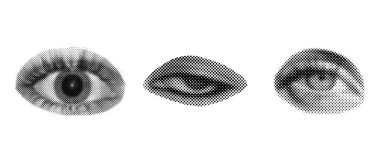 Yarım tonluk farklı kadın gözleri. Nokta dokusu. Çağdaş biçim