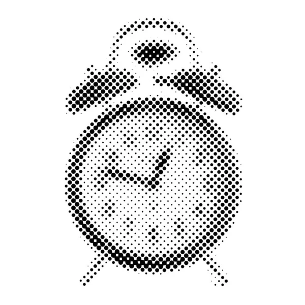 Reloj Despertador Medio Tono Textura Puntos Estilo Contemporáneo — Archivo Imágenes Vectoriales