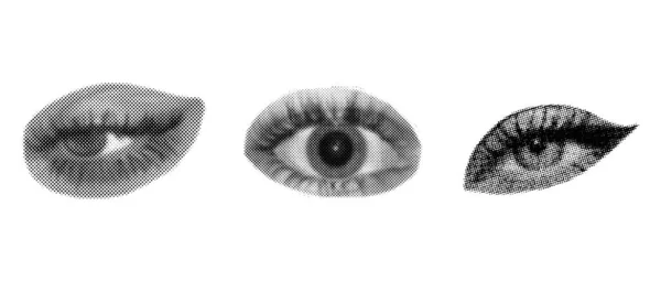Σύνολο Μισού Μέτρου Διαφορετικά Γυναικεία Μάτια Στήθος Υφή Σύγχρονο Στυλ — Διανυσματικό Αρχείο