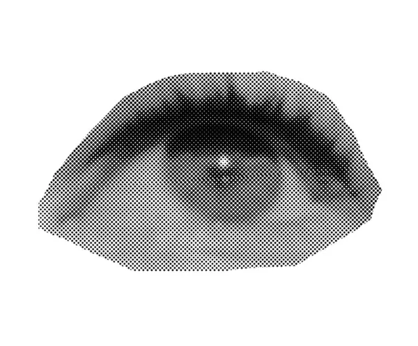 流行のコラージュのための女性の目の90年代スタイルのハーフフォルム ドットのテクスチャ 現代風 — ストックベクタ