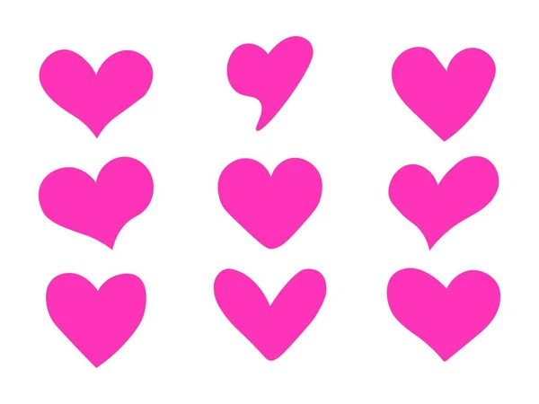 Розовые Сердца Набор Символов Любви Логотипа Сайта Дизайн Пользовательского Интерфейса — стоковый вектор