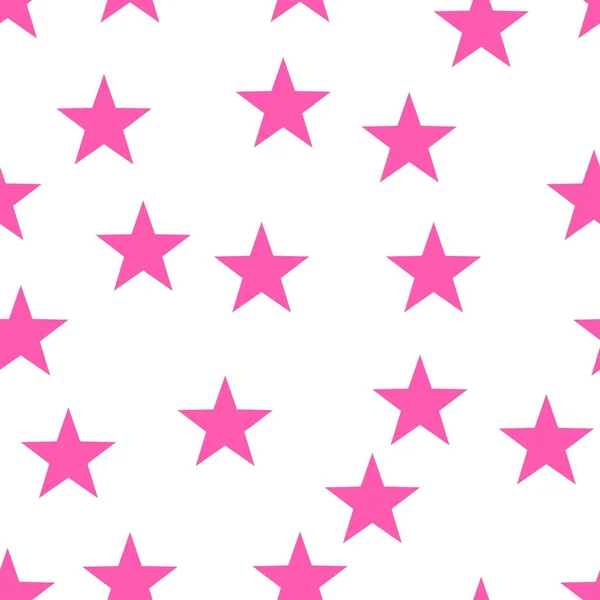 Бесшовный Рисунок Розовыми Звездами Белом Фоне Упаковки Бумаги Тканей Детской — стоковый вектор