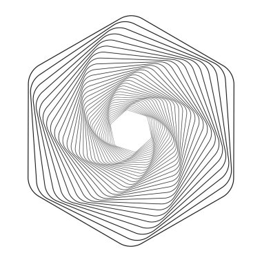 Dönen modern geometrik element. İllüzyon etkisi spiral arka plan. Tünel soyut. Vuruşlarla, çizgilerle ve akışla tasarla. 3B tünel ızgarası