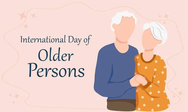 Uluslararası Yaşlılar Günü 'nde. Yaşlı çift. Birlikte mutlu emekliler. Pankart, tebrik kartı ya da yazdırma için tasarım