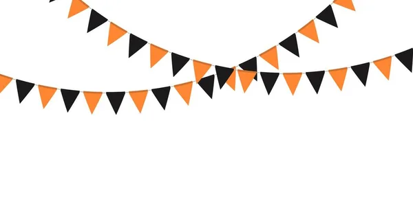 Black Orange Flag Garland Triangle Pennants Chain Party Decoration Celebration — Stock Vector