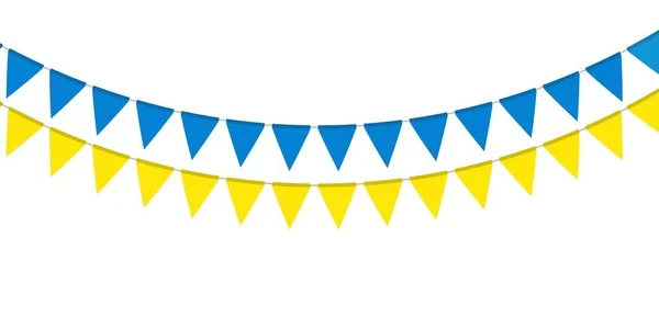 Blaue Und Gelbe Fahnengirlanden Dreieckige Wimpelkette Party Wimpel Fenster Oder — Stockvektor