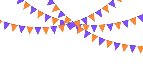 Guirlanda Violeta Laranja Corrente Flâmulas Triangulares Decoração Festa Bandeiras Celebração —  Vetores de Stock