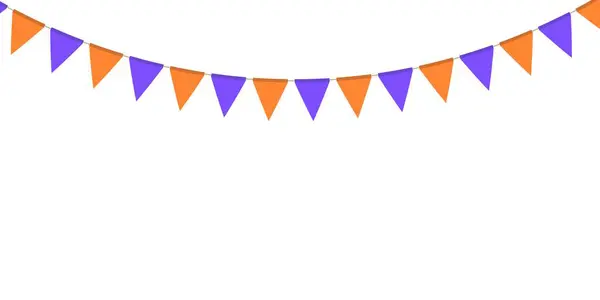 Violet Orange Flag Garland Triangle Pennants Chain Party Decoration Celebration — Stock Vector