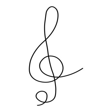 Üçlü anahtar sürekli çizgi çizimi. Minimalist logo. Doğrusal anahtar nota sembolü