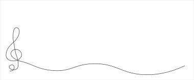 Üçlü anahtar sürekli çizgi çizimi. Minimalist logo. Doğrusal anahtar nota sembolü