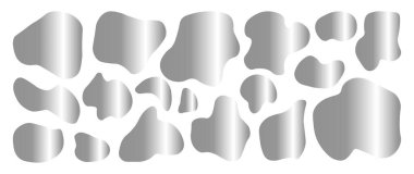 Gümüş organik şekiller. sıvı şekiller, grafik tasarım elementleri