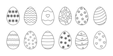 Doodle tarzı Paskalya Yumurtası koleksiyonu. Tasarım elementleri için mükemmel Paskalya selamları