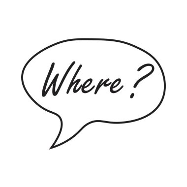 Sorusu olan bir konuşma balonu. Beyin fırtınası, bilgi, fikir, danışmanlık etiketi. Sorun çözme, soruşturma.