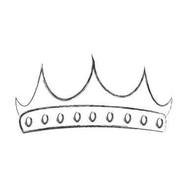 Tebeşir zarif kraliyet tacını çeker. Kraliyet taç giyme töreni sembolü. Fırça darbesi desenli izole simge boya