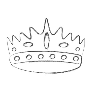 Tebeşir zarif kraliyet tacını çeker. Kraliyet taç giyme töreni sembolü. Fırça darbesi desenli izole simge boya