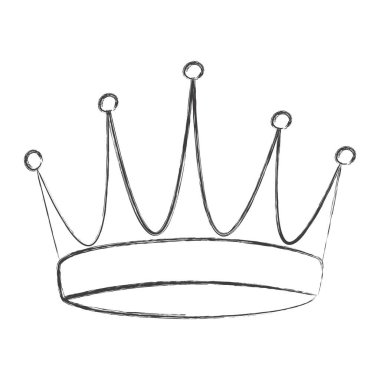 Tebeşir zarif kraliyet tacını çeker. Kraliyet taç giyme töreni sembolü. Fırça darbesi desenli izole simge boya