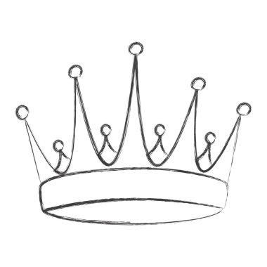 Tebeşir zarif kraliyet tacını çeker. Kraliyet taç giyme töreni sembolü. Fırça darbesi desenli izole simge boya