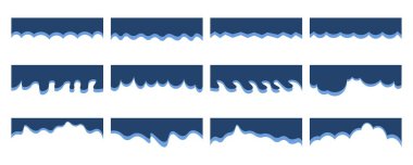 Bölücüler şekil şablonları. Web sitesi ve uygulama için modern ayırıcı başlığı. Üst ve alt sayfa web sitesi için kavis çizgileri, soyut tasarım elementinin dalga koleksiyonu