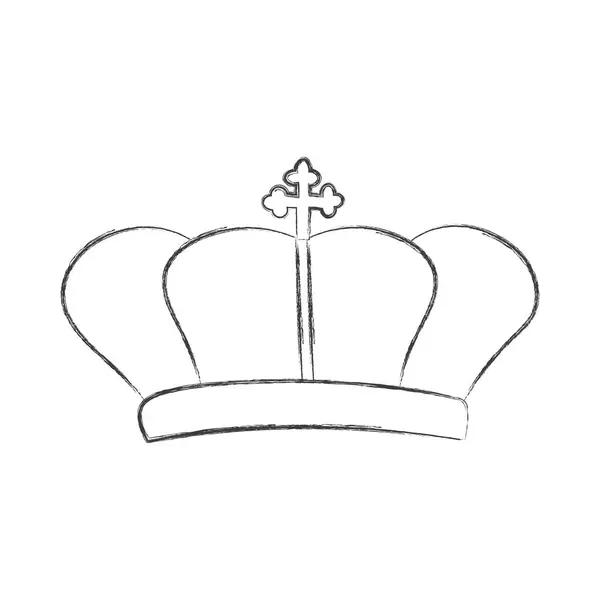 Tebeşir zarif kraliyet tacını çeker. Kraliyet taç giyme töreni sembolü. Fırça darbesi desenli izole simge boya