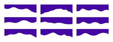 Bölücüler şekil şablonları koleksiyonu. Web sitesi ve uygulama için modern ayırıcı başlığı. Üst ve alt sayfa web sitesi için kavis çizgileri, soyut tasarım elementinin dalga koleksiyonu