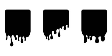 Damla kare etiketleri. Boya damlaları. Siyah boya sıvısı. Siyah mürekkep lekesi