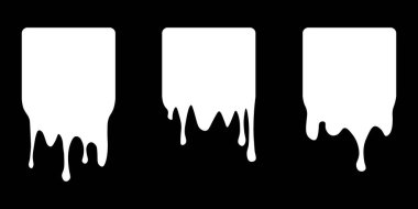 Damla kare etiketleri. Boya damlaları. Beyaz boya sıvısı. Beyaz mürekkep lekesi