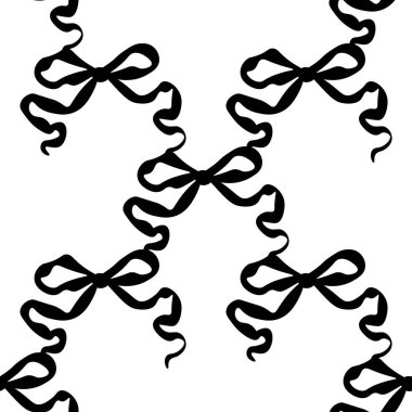 Dekoratif siyah fiyonklar. Moda tasarımı. Tekstil, duvar kâğıdı ve ambalaj için hoş bir kadınsı arka plan.