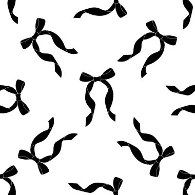 Dekoratif siyah fiyonklar. Moda tasarımı. Tekstil, duvar kâğıdı ve ambalaj için hoş bir kadınsı arka plan.