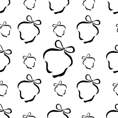 Dekoratif siyah fiyonklar. Moda tasarımı. Tekstil, duvar kâğıdı ve ambalaj için hoş bir kadınsı arka plan.