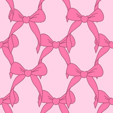 Dekoratif pembe fiyonklar, pürüzsüz desen. Moda tasarımı. Tekstil, duvar kâğıdı ve ambalaj için hoş bir kadınsı arka plan.