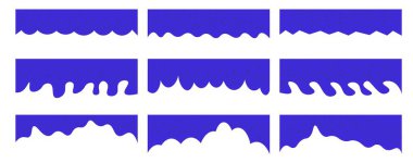 Bölücüler şekil şablonları. Web sitesi ve uygulama için modern ayırıcı başlığı. Üst ve alt sayfa web sitesi için kavis çizgileri, soyut tasarım elementinin dalga koleksiyonu